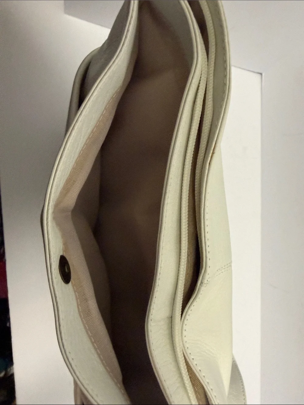 Bloomingdale's White Pebbled Leather Shoulder Bag